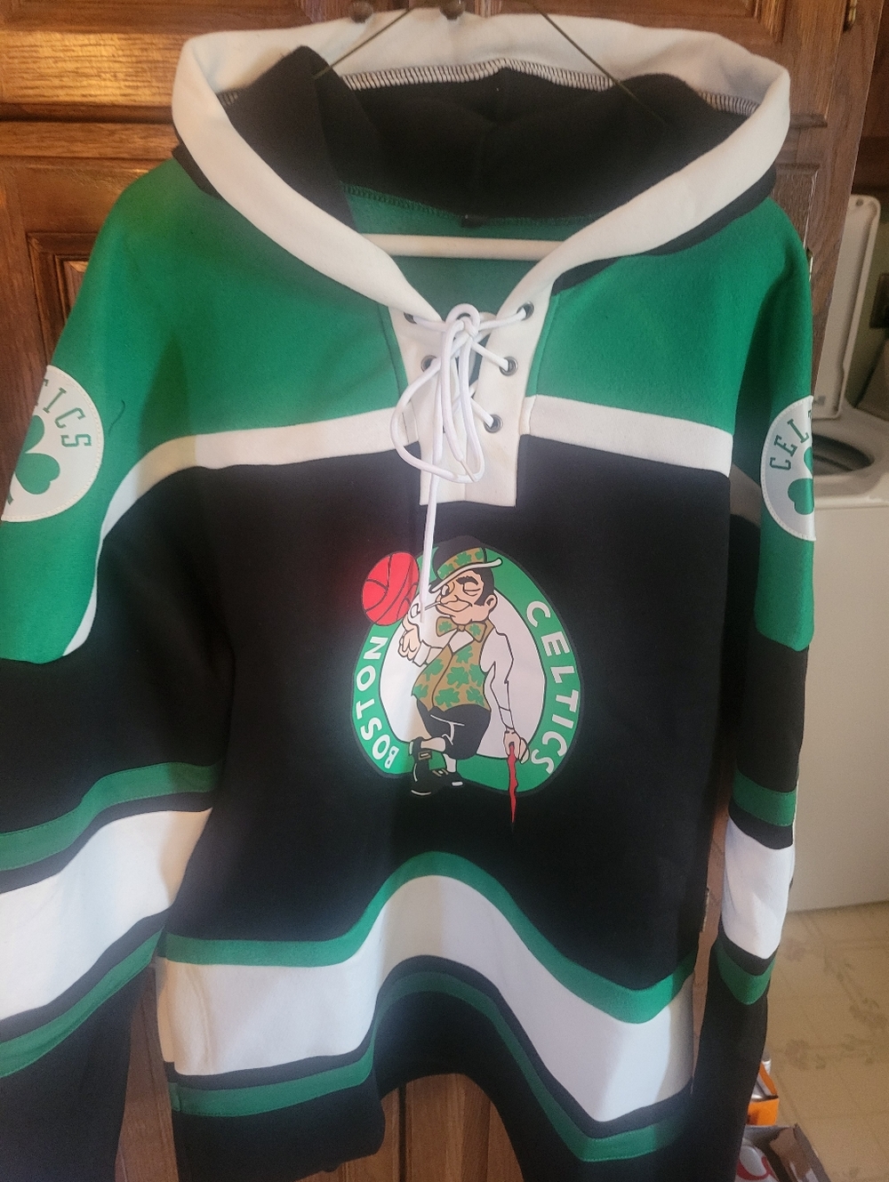 Boston Celtics Green and Black Lace-Up Hoodie Sweater